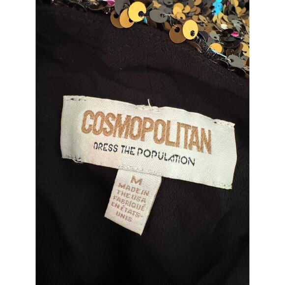 Dress the Population Cosmopolitan Colab 1 Shoulder Sequin Mini Dress M Glam Sexy - Picture 3 of 12